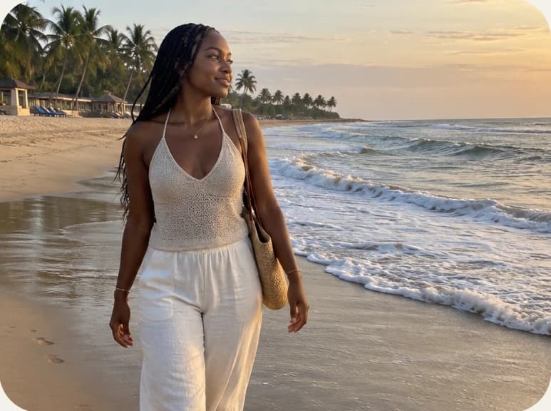 Promenade sur une plage du Bénin